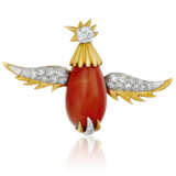 NO RESERVE | TIFFANY & CO., JEAN SCHLUMBERGER CORAL AND DIAMOND BIRD BROOCH - Foto 1