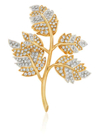 NO RESERVE | TIFFANY & CO., JEAN SCHLUMBERGER DIAMOND 'FIVE LEAVES' BROOCH - Foto 1