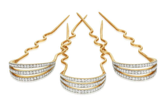 NO RESERVE | CARTIER ANTIQUE DIAMOND AND GOLD HAIR PINS - фото 1