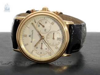 Armbanduhr: luxuriöser, limitierter Chronograph in 18K Roségold, Blancpain Villeret Ref.1185, No.122, mit Originalbox, ca.1995