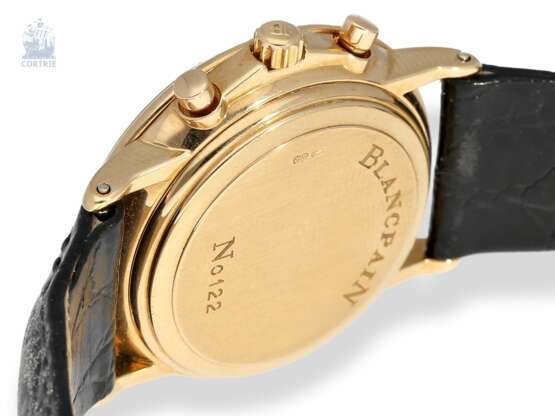 Armbanduhr: luxuriöser, limitierter Chronograph in 18K Roségold, Blancpain Villeret Ref.1185, No.122, mit Originalbox, ca.1995 - Foto 4