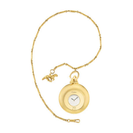 NO RESERVE | CARTIER GOLD AND ENAMEL MYSTERY POCKET WATCH AND GOLD WATCH CHAIN - фото 3