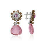 NO RESERVE | TAFFIN COLORED SAPPHIRE, COLORED DIAMOND AND PINK TOURMALINE EARRINGS - photo 3