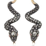 NO RESERVE | DIAMOND, RUBY, SILVER AND GOLD SNAKE EARRINGS - photo 1