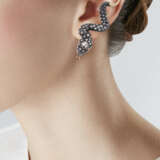 NO RESERVE | DIAMOND, RUBY, SILVER AND GOLD SNAKE EARRINGS - фото 2