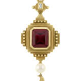 BARRY KIESELSTEIN-CORD RUBELLITE TOURMALINE, DIAMOND AND CULTURED PEARL PENDANT - photo 1