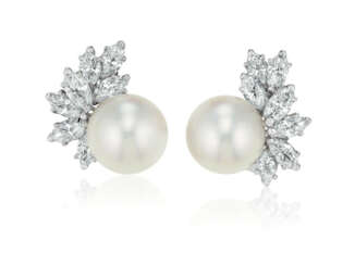NO RESERVE | CULTURED PEARL AND DIAMOND EARRINGS