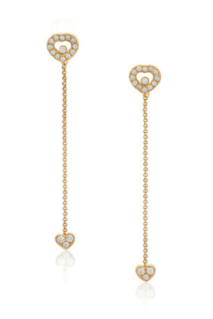 NO RESERVE | CHOPARD DIAMOND AND GOLD 'HAPPY HEARTS' EARRINGS - Foto 1