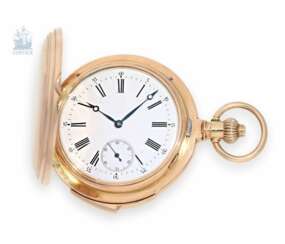 Pocket watch: rarity, extremely heavy gold savonnette minute repeater, and 4-Hammer Carillon, the so-called Westminster-Carillon Louis Elyssé Piguet/H(enri) Barbezat-Bôle, Le Locle, around 1900