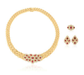 VAN CLEEF & ARPELS SUITE OF RUBY AND DIAMOND JEWELRY