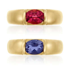 NO RESERVE | CHAUMET PINK TOURMALINE AND GOLD RING AND CHAUMET IOLITE AND GOLD RING