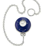 CARTIER LAPIS LAZULI AND GOLD MYSTERY POCKET WATCH AND PLATINUM WATCH CHAIN - фото 1
