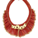 NO RESERVE | CORAL BEAD, DIAMOND AND GOLD NECKLACE - photo 1
