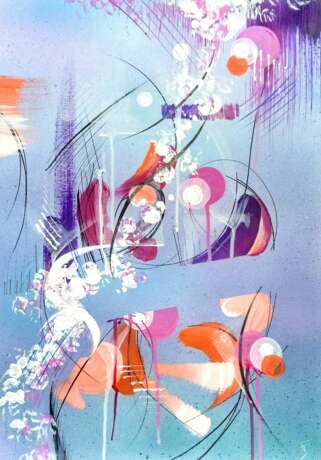 ЦВЕТА ЖЕЛАНИЙ 2 Aquarellpapier Acrylfarbe Abstrakte Kunst фантазийная композиция Russland 2021 - Foto 1