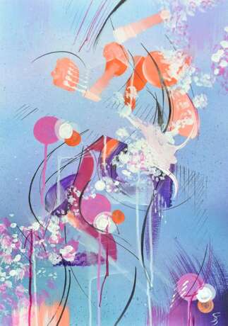 ЦВЕТА ЖЕЛАНИЙ 1 Aquarellpapier Acrylfarbe Abstrakte Kunst фантазийная композиция Russland 2021 - Foto 1