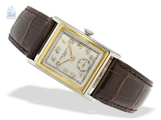 Armbanduhr: bedeutende und extrem seltene, große Patek Philippe Art déco Herrenuhr "2-tone-case" mit Breguet-Zifferblatt von 1928, Box und Papiere - фото 1