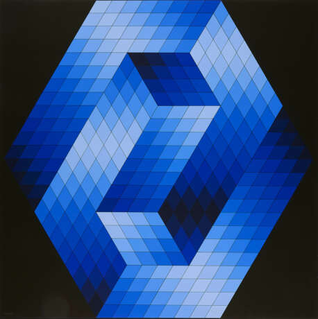 Victor Vasarely (1906 Pécs/Hungary - 1997 Paris). Gestalt Blau - Foto 1