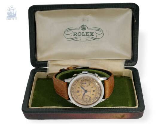 Armbanduhr: früher Rolex Chronograph größter Seltenheit, Ref.2508 "37,2mm-oversize" Antimagnetic mit originalem "Salmon Dial" No.034537, ca.1935 - Foto 8