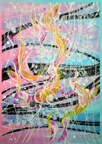 РОЖДЕНИЕ ОГНЯ Aquarellpapier Acrylfarbe Abstrakte Kunst фантазийная композиция Russland 2021 - Foto 1