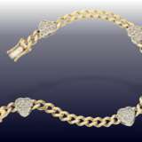 Armband: massives, handgearbeitetes Panzerarmband mit Diamant-Herzen, 1,12ct - Foto 2