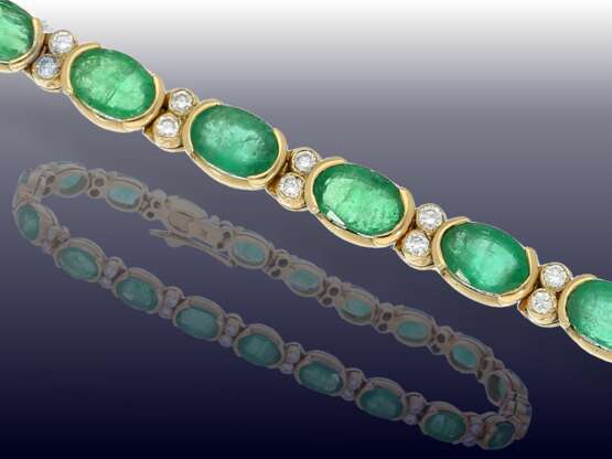 Armband: sehr schönes vintage Smaragd/Brillant-Goldschmiedearmband - фото 1