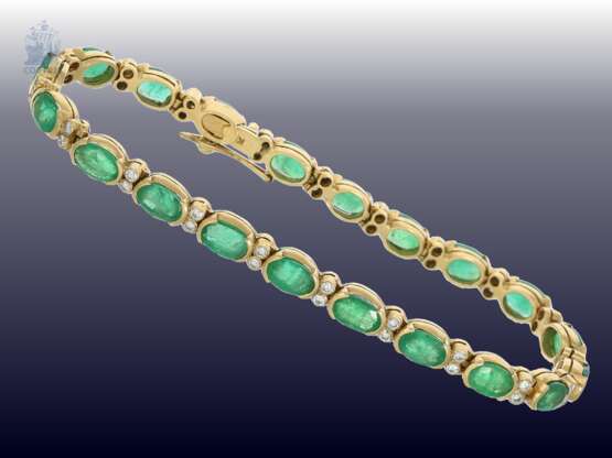 Armband: sehr schönes vintage Smaragd/Brillant-Goldschmiedearmband - фото 2
