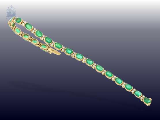 Armband: sehr schönes vintage Smaragd/Brillant-Goldschmiedearmband - фото 4