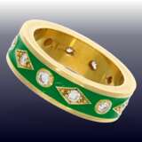 Ring: hochwertiger Designerring Gold/Emaille mit Brillantbesatz, massive, teure Handarbeit, ca. 0,6ct - фото 1