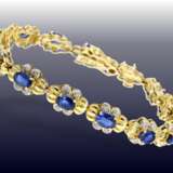 Armband: attraktives vintage Saphir/Diamant-Goldschmiedearmband, feine Ceylon-Saphire - фото 1