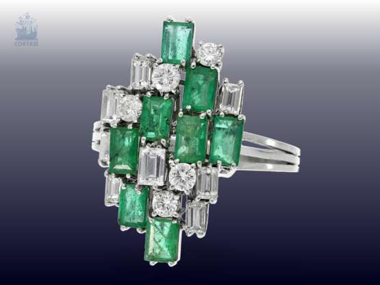 Ring: ehemals teurer und sehr aufwändig gefertigter vintage Smaragd/Diamant-Goldschmiedering, ca.2ct, Wertgutachten über 2250€ - photo 1