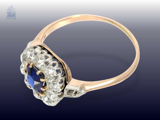 Ring: antiker Blütenring mit Saphir und Diamantbesatz, Handarbeit um 1900 - фото 2