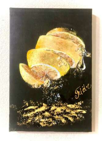 Серия для кухни "Лимон" Холст на подрамнике Масляная живопись Сюрреализм Натюрморт Киргизия 2022 г. - фото 1