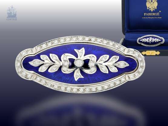 Brosche: dekorative, exquisite limitierte Fabergé Brosche mit Brillantbesatz, limitiert auf 300 Exemplare, nicht mehr erhältlich, neuwertig mit Box , Zertifikat u. Etikett, NP 8300,-€ - photo 1