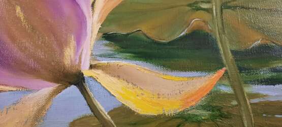 Лотосы . Toile sur le sous-châssis Peinture à l'huile Impressionnisme цветы лотоса Australie 2021 - photo 2