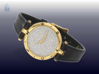 Armbanduhr: elegante und ehemals teure 18K Damenuhr mit Diamantzifferblatt, Marke Medici