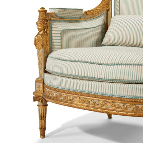 A PAIR OF FRENCH GILTWOOD AND GREY-PAINTED BERGERES - photo 4