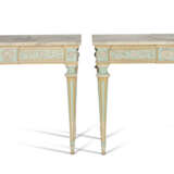 A PAIR OF SOUTHERN EUROPEAN BLUE, OCHRE AND WHITE-PAINTED CONSOLE TABLES - photo 3
