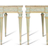 A PAIR OF SOUTHERN EUROPEAN BLUE, OCHRE AND WHITE-PAINTED CONSOLE TABLES - Foto 6