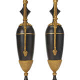 A PAIR OF RESTAURATION ORMOLU AND PAINTED BRONZE EWERS - фото 7