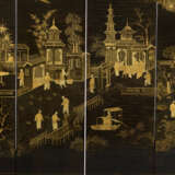 A CHINESE EXPORT BLACK AND GILT LACQUER SIX-PANEL SCREEN - photo 4