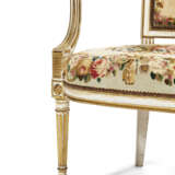A SET OF FOUR GEORGE III WHITE-PAINTED AND PARCEL-GILT OPEN ARMCHAIRS FROM HOUGHTON HALL - photo 2