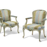 A GEORGE III WHITE AND GREEN-PAINTED ARMCHAIR - photo 1