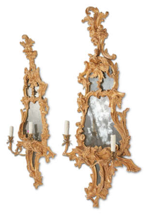 A PAIR OF GEORGE II GILTWOOD AND GESSO TWO-LIGHT GIRANDOLES - photo 2