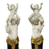 A MONUMENTAL PAIR OF AMERICAN ORMOLU-MOUNTED WHITE AND PORTOR MARBLE TORCHERES - фото 3
