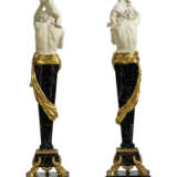 A MONUMENTAL PAIR OF AMERICAN ORMOLU-MOUNTED WHITE AND PORTOR MARBLE TORCHERES - фото 4