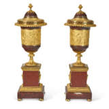 A PAIR OF DIRECTOIRE ORMOLU AND ROUGE GRIOTTE MARBLE URNS - photo 4