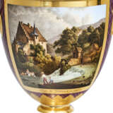 A PAIR OF SEVRES PORCELAIN TOPOGRAPHICAL PURPLE AND GOLD GROUND ICE PAILS, COVERS AND LINERS (GLACIERE VASE B) - фото 3