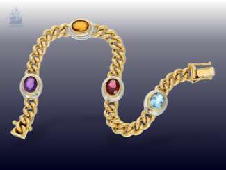 Armband: dekoratives und ehemals teures vintage Farbstein-Goldschmiedearmband