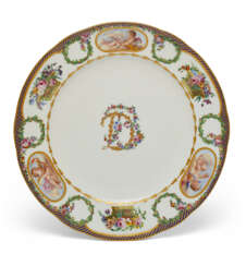 A SEVRES PORCELAIN PLATE FROM THE SERVICE MADE FOR MADAME DU BARRY (ASSIETTE UNIE)