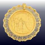 Anhänger: interessanter, vintage Medaillen-Anhänger aus 900er Gold, feine Handarbeit "Kaiser Mohammed Reza Pahlevi", 60er Jahre - Foto 1